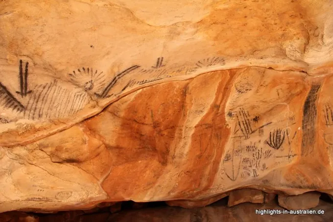Aborigine Malereien in den Höhlen